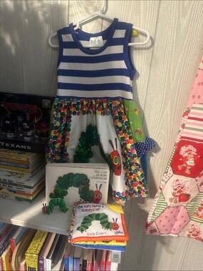 The Very Hungry Caterpillar Blue & White Striped Kids Dress 2t